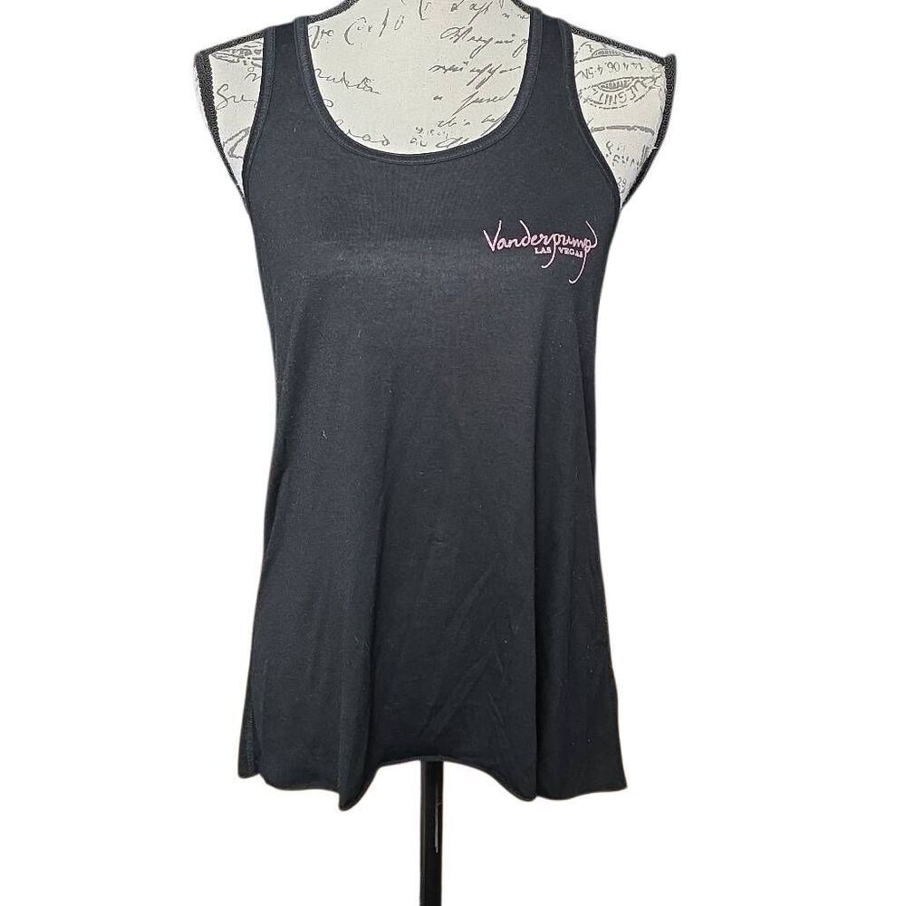 Caesars Palace Women's Size Large Black Pink Glitter Vanderpump Racerback Tank